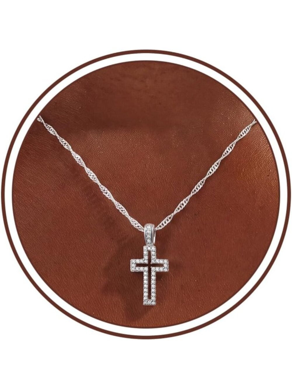 925 Sterling Silver Cross Necklace for Women | 1mm Wave Chain, Elegant & Stylish